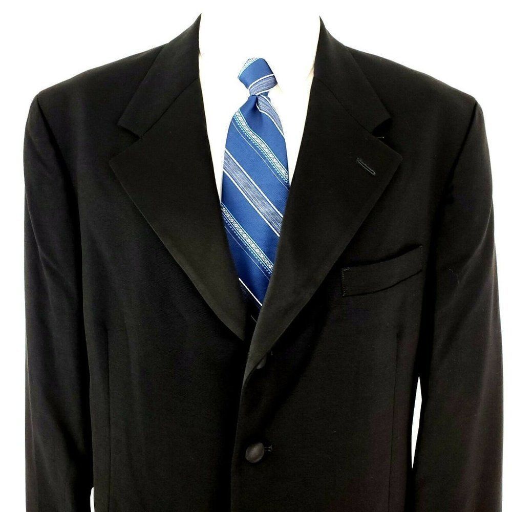 Chaps Ralph Lauren Wool 4 Button Tuxedo Jacket 40R Black